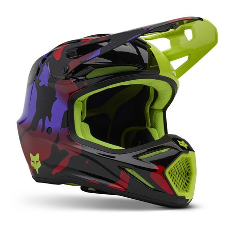 Kask cross FOX V3 THROTTLE FLUORESCENT YELLOW żółty fluo