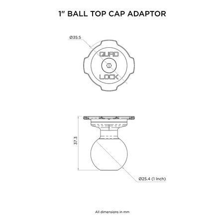 Adapter QUAD LOCK z 1" kulką standard Ram Mount czarny