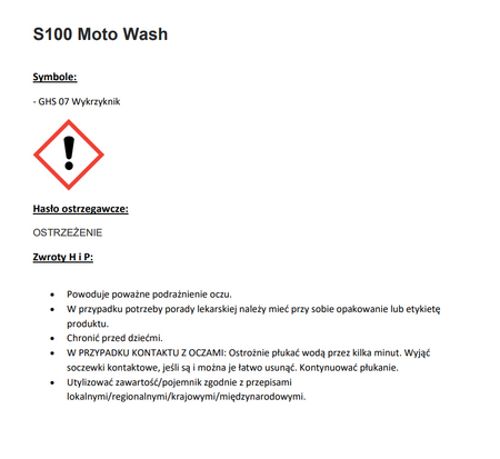 ŚRODEK W ŻELU DO CZYSZCZENIA MOTOCYKLA S100 TOTAL REINIGER PLUS/TOTAL CLEANER PLUS 5L