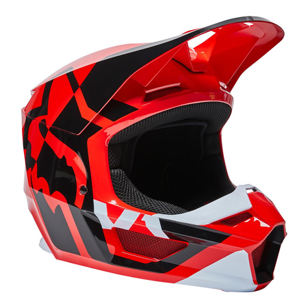 Kask cross dziecięcy FOX JUNIOR V1 LUX FLUORESCENT RED czerwony czarny biały