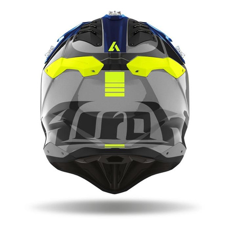 Kask cross AIROH AVIATOR 3 PUSH BLUE GLOSS szary niebieski żółty fluo