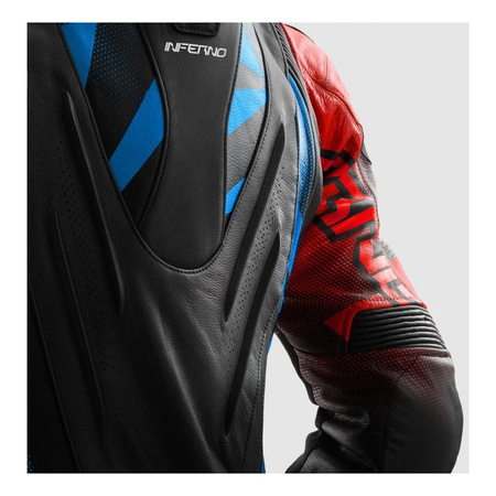 Kurtka skórzana REBELHORN INFERNO BLACK/BLUE/WHITE/RED czarny niebieski biały czerwony