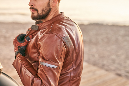 Kurtka skórzana SHIMA HUNTER+ 2.0 LIGHT BROWN brązowy