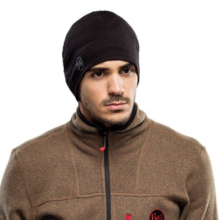 Czapka zimowa BUFF LIGHTWEIGHT MERINO WOOL SOLID BLACK
