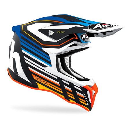 Kask cross AIROH STRYCKER SHADED BLUE MATT niebieski pomarańczowy biały czarny