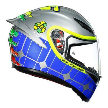 Kask integralny AGV K1 ROSSI MUGELLO 2015 srebrny niebieski żółty fluo zielony pomarańczowy czerwony