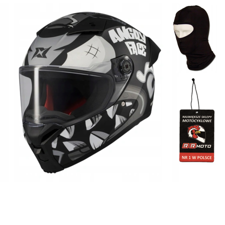Kask integralny AXXIS FENIX ANGRY FACE B2 MATT czarny szary