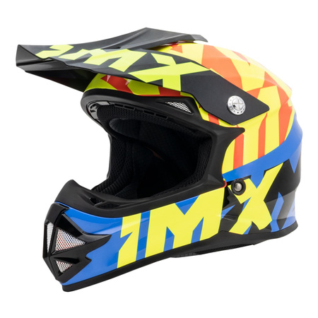 Kask cross dziecięcy IMX FMX-01 JUNIOR BLACK/FLUO YELLOW/BLUE/FLUO RED czarny żółty fluo niebieski czerwony fluo