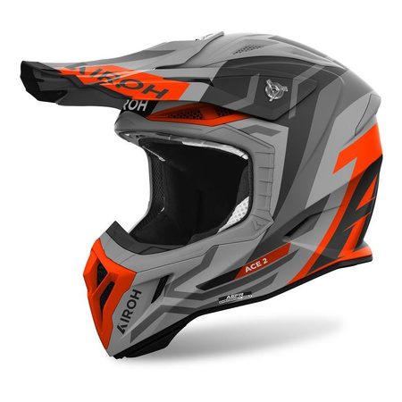 Kask cross AIROH AVIATOR ACE 2 GROUND ORANGE MATT szary pomarańczowy fluo