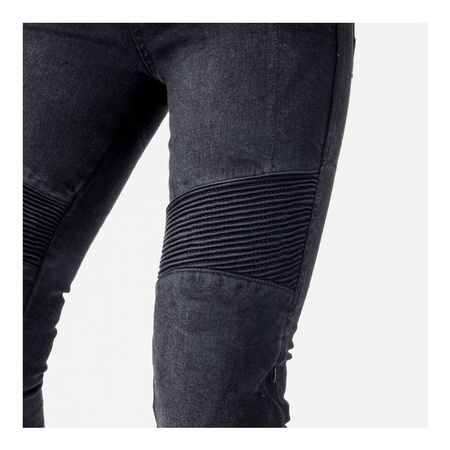 Jeansy motocyklowe damskie OZONE AGNESS II LADY WASHED BLACK czarny