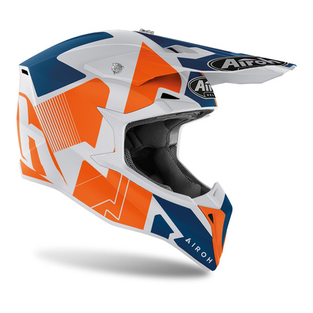 Kask cross AIROH WRAAP RAZE ORANGE MATT pomarańczowy biały niebieski