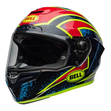 Kask integralny BELL RACESTAR DLX XENON BLUE RETINA czarny czerwony niebieski żółty fluo