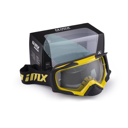 Gogle motocyklowe IMX DUST YELLOW/BLACK MATT SZYBA DARK SMOKE + CLEAR żółty czarny mat