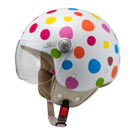 Kask otwarty NZI PASARELA LUNAR MULTICOLOR MATT biały czerwony niebieski różowy żółty