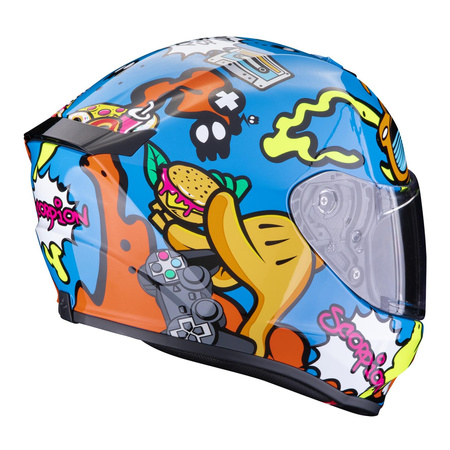 Kask integralny SCORPION EXO-JNR FUN BLUE/ORANGE niebieski pomarańczowy