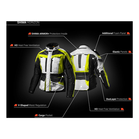 Kurtka tekstylna SHIMA HORIZON FLUO szary czarny żółty fluo