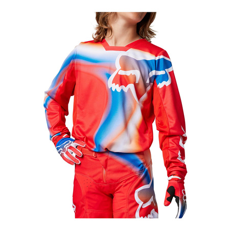 Bluza cross dziecięca FOX JUNIOR 180 TOXSYK FLUO RED czerwony fluo niebieski biały