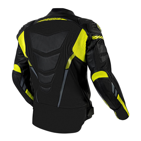 Kurtka skórzana OZONE RS600 BLACK/FLO YELLOW czarny żółty fluo szary