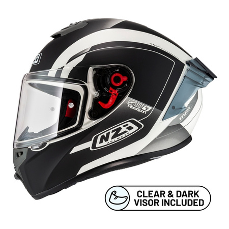 Kask integralny NZI TRENDY ELEGANCE WHITE BLACK TINTED MATT biały czarny