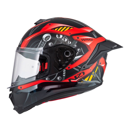 Kask integralny NZI WAKE STREAM CYBER BLACK RED MATT czarny czerwony