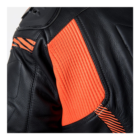 Kurtka skórzana OZONE RS600 BLACK/FLO RED czarny czerwony fluo szary