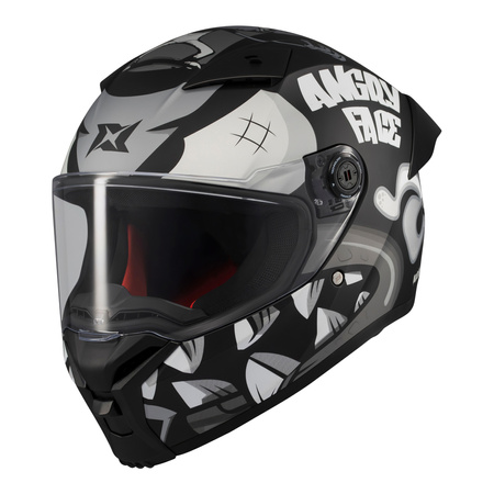 Kask integralny AXXIS FENIX ANGRY FACE B2 MATT czarny szary