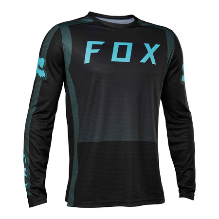 Koszulka rowerowa dziecięca FOX JUNIOR DEFEND Z DŁUGIM RĘKAWEM RACE CAPSULE EMERALD czarny niebieski