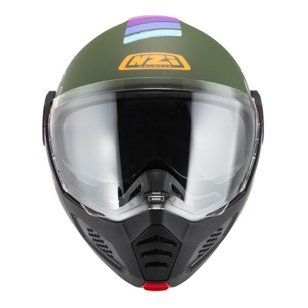 Kask szczękowy NZI MINIMOD RAINBOW GREEN BLACK SILVER MATT zielony czarny srebrny