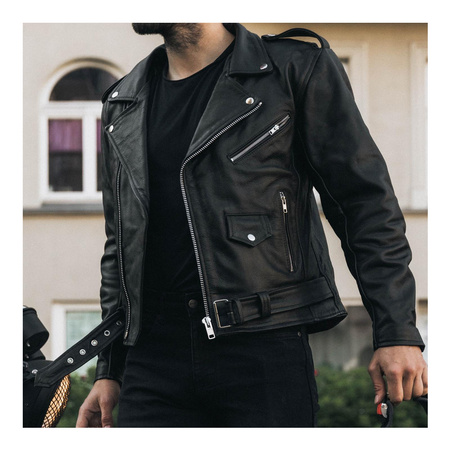 Kurtka skórzana motocyklowa ramoneska OZONE RAMONES czarna