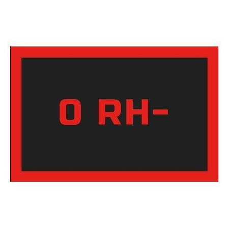 Odznaka na rzep REBELHORN GRUPA KRWI 0 RH- BLACK/RED czarny czerwony