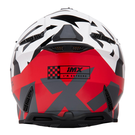 Kask cross IMX FMX-02 GRAPHIC BLACK/WHITE/FLO RED/GREY czarny biały czerwony fluo szary