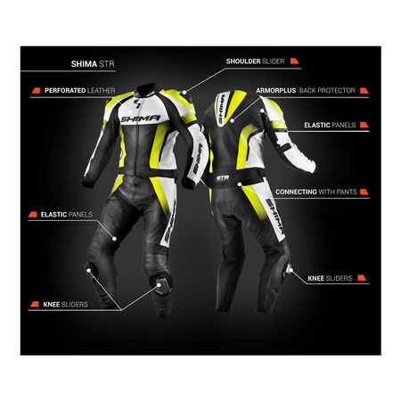 Kurtka skórzana SHIMA STR YELLOW czarny biały żółty fluo