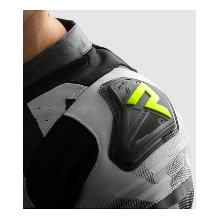 Kurtka skórzana REBELHORN INFERNO BLACK/WHITE/FLUO YELLOW czarny biały