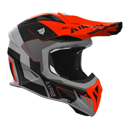 Kask cross AIROH AVIATOR ACE 2 SHIELD ORANGE MATT czarny szary pomarańczowy fluo