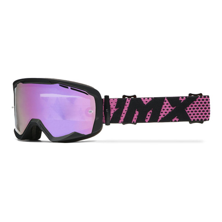 Gogle motocyklowe IMX ENDURANCE FLIP BLACK MATT/PINK SZYBA IRIDIUM PINK + CLEAR czarny mat różowy