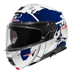 Kask szczękowy SCHUBERTH C5 ECE GLOBE BLUE biały niebieski czerwony