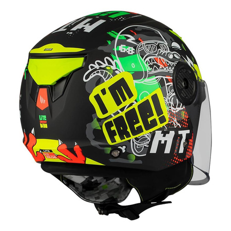 Kask otwarty dziecięcy MT LITE KIDS DINO MATT czarny żółty zielony czerwony