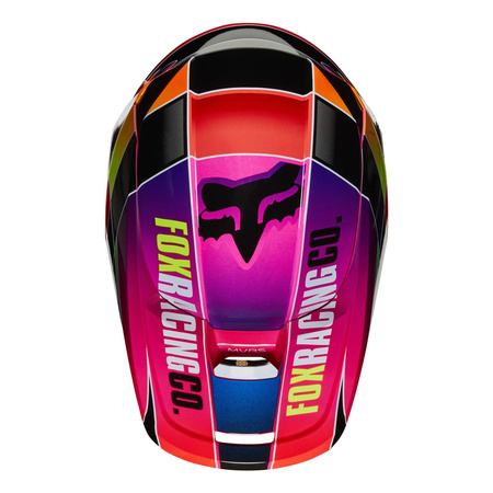 Kask cross dziecięcy FOX JUNIOR V1 YORR MULTI różowy czerwony fluo żółty fluo biały czarny niebieski