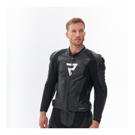 Kurtka skórzana REBELHORN VELOCE BLACK/WHITE czarny biały