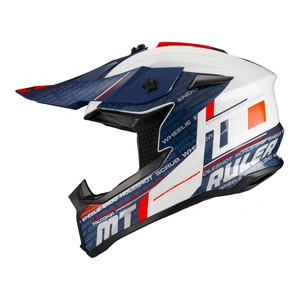 Kask cross MT FALCON S RULER A15 GLOSS biały niebieski czerwony