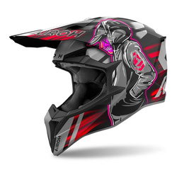 Kask cross AIROH WRAAAP CYBER RED MATT szary czerwony czarny