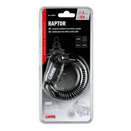 Zapięcie z szyfrem i linką LAMPA 150cm