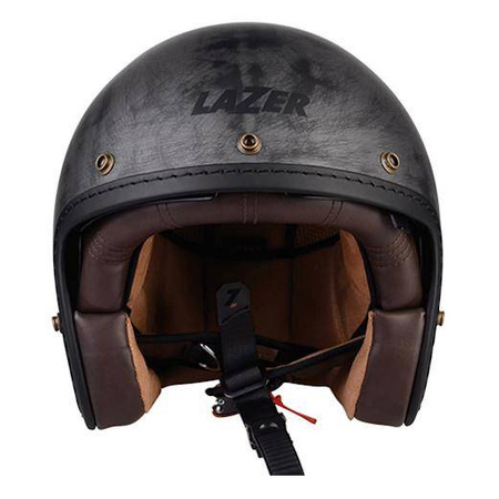 Kask otwarty LAZER MAMBO EVO CAFE RACER ALU BRUSHED czarny srebrny szary