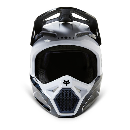 Kask cross dziecięcy FOX JUNIOR V1 NUKLR BLACK czarny biały granatowy