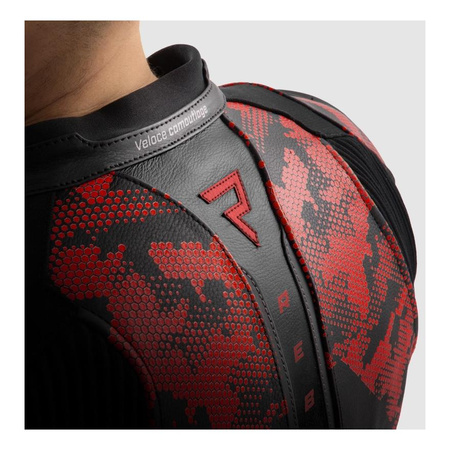 Kurtka skórzana REBELHORN VELOCE CAMO BLACK/FLUO RED czarny czerwony fluo