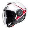 Kask otwarty HJC I40 CAMET RED/WHITE biały mat czerwony szary