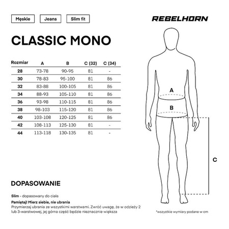 Jeansy motocyklowe REBELHORN CLASSIC MONOLAYER WASHED BLUE niebieski