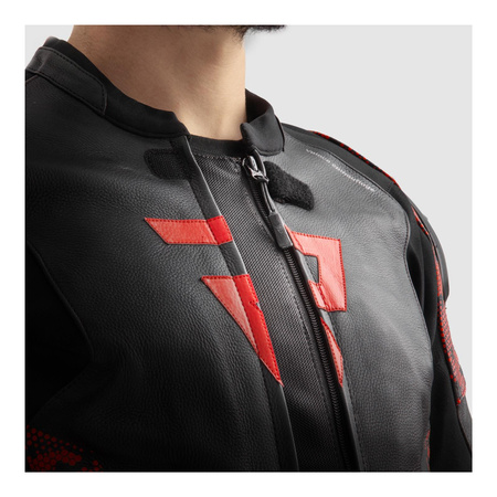 Kurtka skórzana REBELHORN VELOCE CAMO BLACK/FLUO RED czarny czerwony fluo