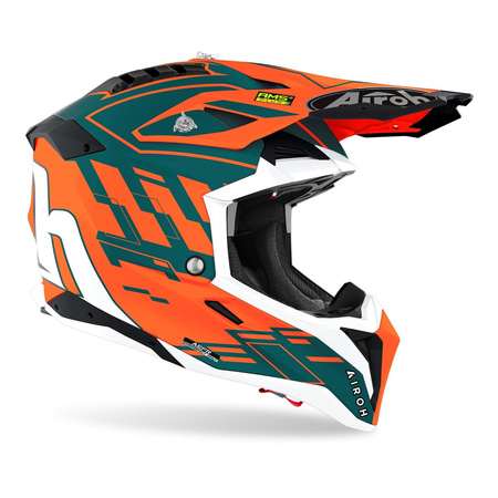 Kask cross Airoh AVIATOR 3 RAMPAGE ORANGE GLOSS pomarańczowy fluo zielony biały czarny