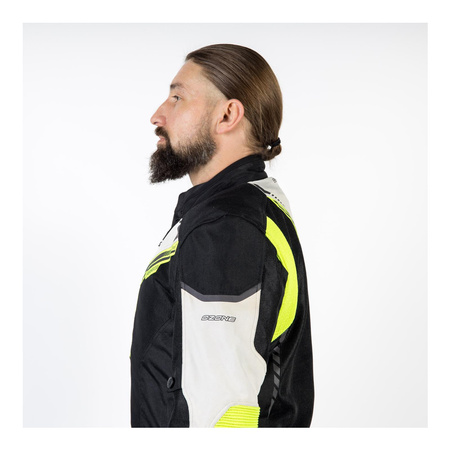 Kurtka tekstylna OZONE FLOW BLACK/GREY/FLUO YELLOW czarny szary żółty fluo